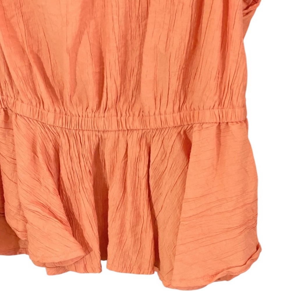 Sam Edelman Coral Gauze Peplum Top S Flutter Sleeve Romantic Boho Coastal - Picture 4 of 9